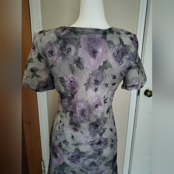 Vintage Dress Barn Whimsy Goth Elegant Gray And Purple Dress - Picture 4 of 5